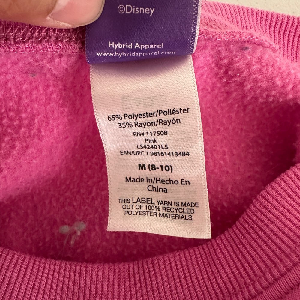 Disney‎ Stitch Ohana Pink Graphic Pullover Sweatshirt Medium Youth Kids - Picture 6 of 9